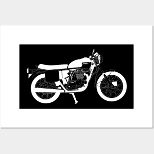 Triumph Bonneville White Outline Posters and Art